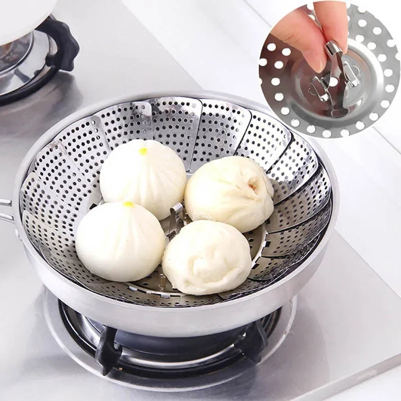 Stainless Steel Folding Steamer Basket – Expandable S/M/L