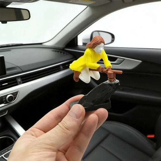 Witch Wizard Broomstick Moving Dashboard Ornament | Car Decor Dashboard Ornament Peaceful Pleasures Health and Wellness
