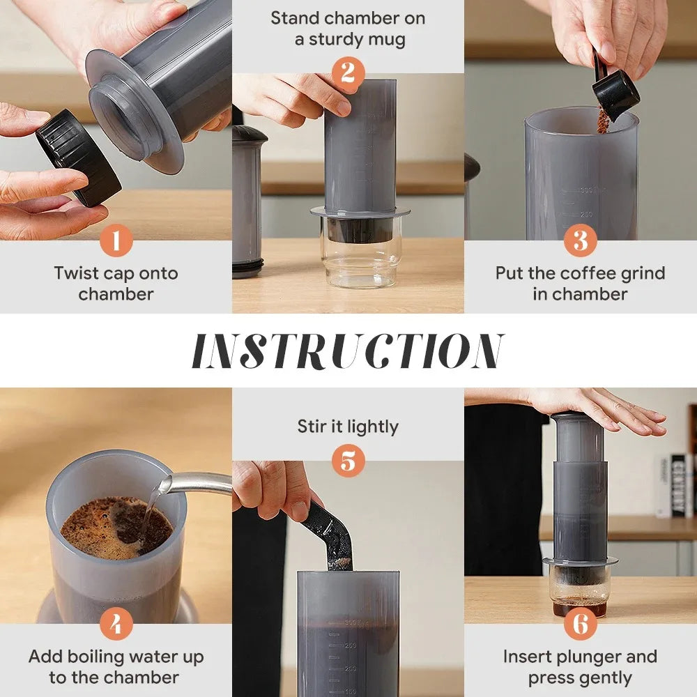 Espresso Portable Coffee Maker French Press Coffee Pot Kitchen Supplies for Aeropress Cafe Press Machine with Filter Paper Kit Peaceful Pleasures Health and Wellness
