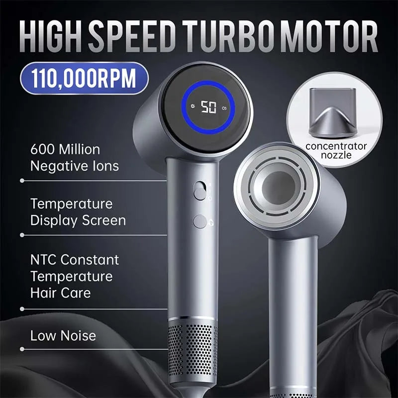 Travel-Friendly Ionic Hair Dryer High-Speed Equipped Foldable Compact Body Compatibility Power-Saving Design Dryer Peaceful Pleasures Health and Wellness