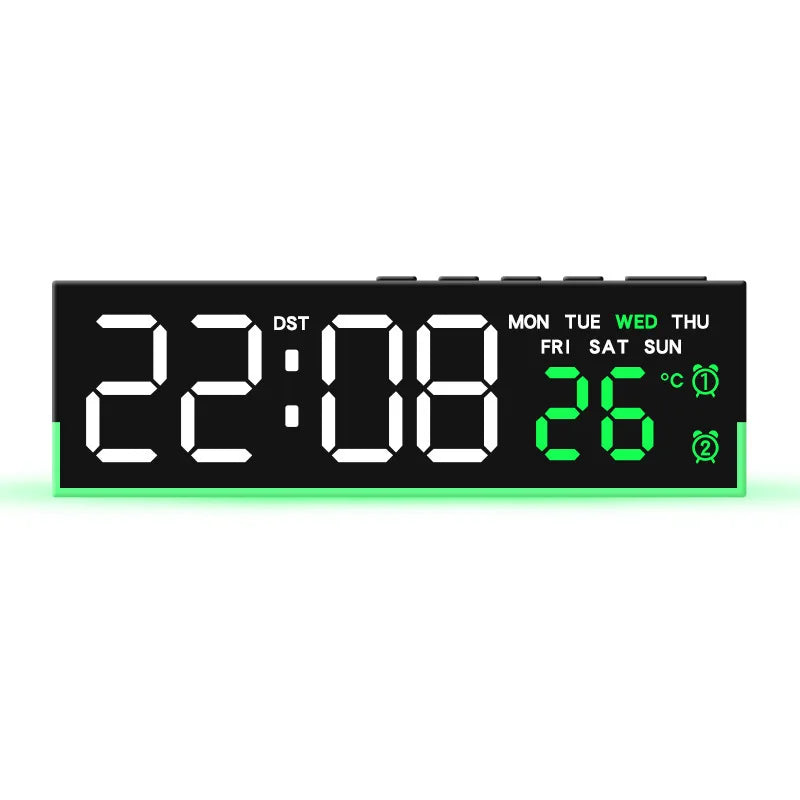 LED Digital Alarm Clock – Dual Alarm, Temp & Ambient Light