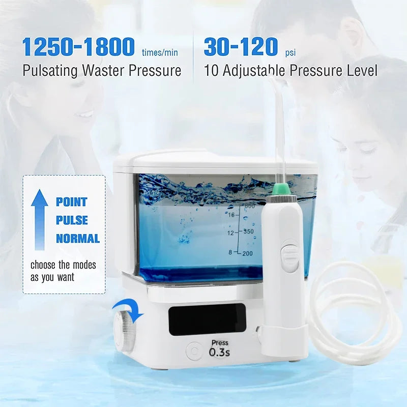 Water Flosser Oral Irrigator | 4 Nozzles, 10 Pressure Levels
