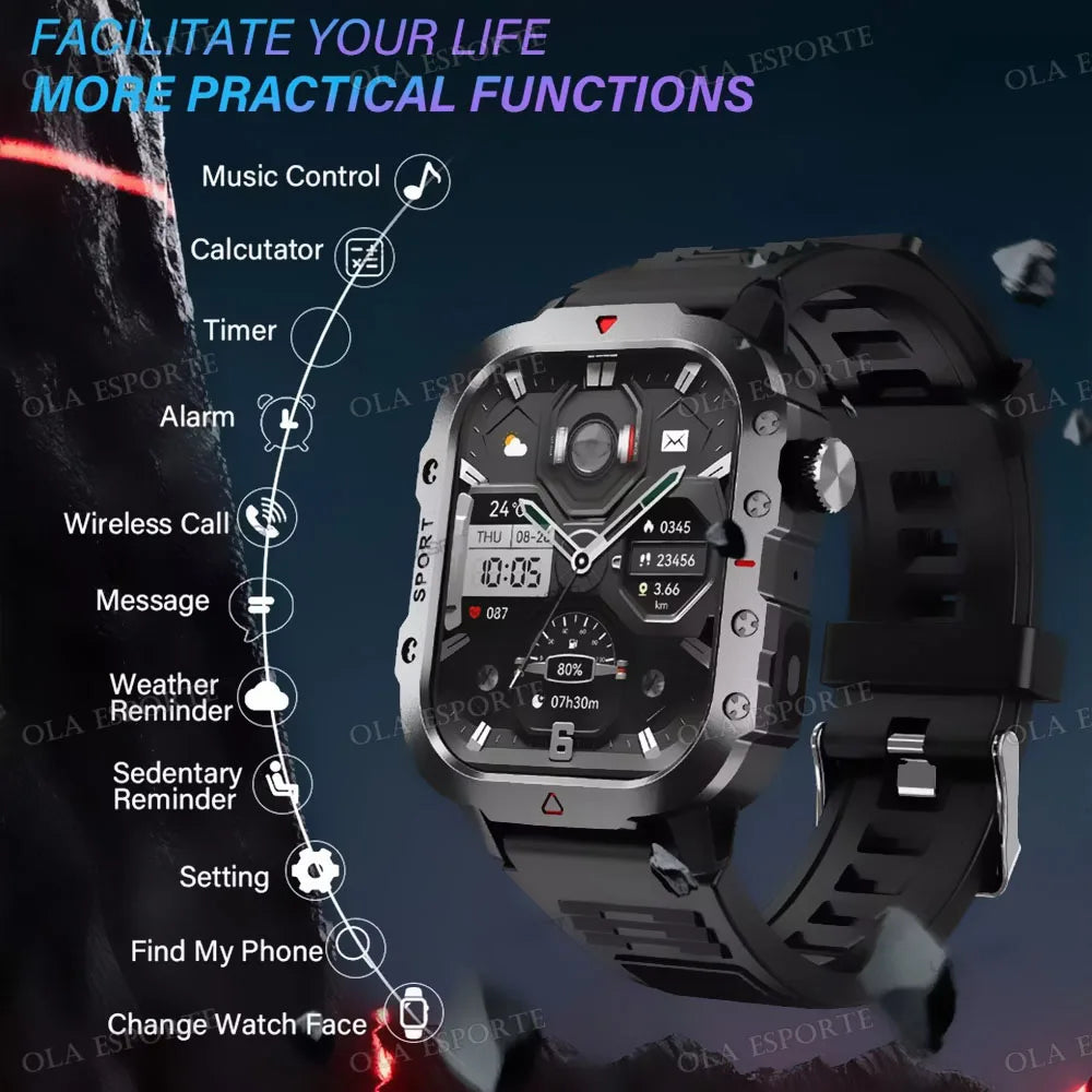 Military GPS Smart Watches For Men Flashlight Waterproof Outdoor Sport Tracker Bluetooth Call Smartwatch Man Women 2025 Pk h12 Peaceful Pleasures Health and Wellness
