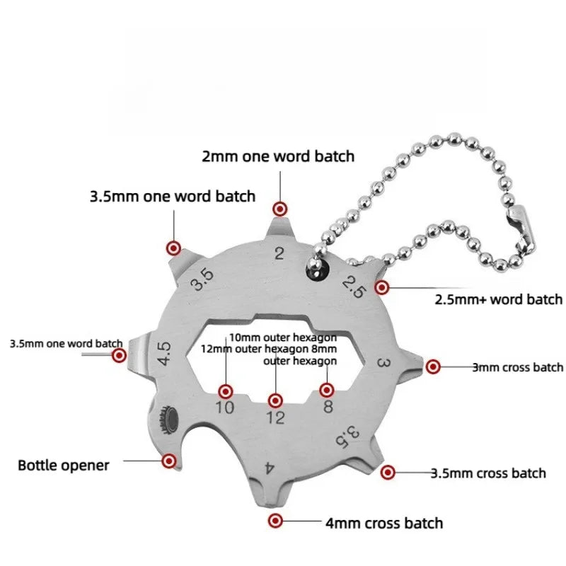 11-in-1 Portable Multi Function Pocket Tool Keychain with Bottle Opener for Outdoor Camping Hiking Survival Peaceful Pleasures Health and Wellness