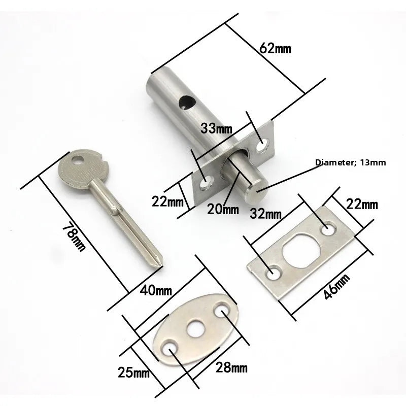 Invisible Mortise Door Lock with Key Fireproof Metal Pipe Well Lock Fire Door Escape Aisle Lock Furniture Hardware Accessories Peaceful Pleasures Health and Wellness