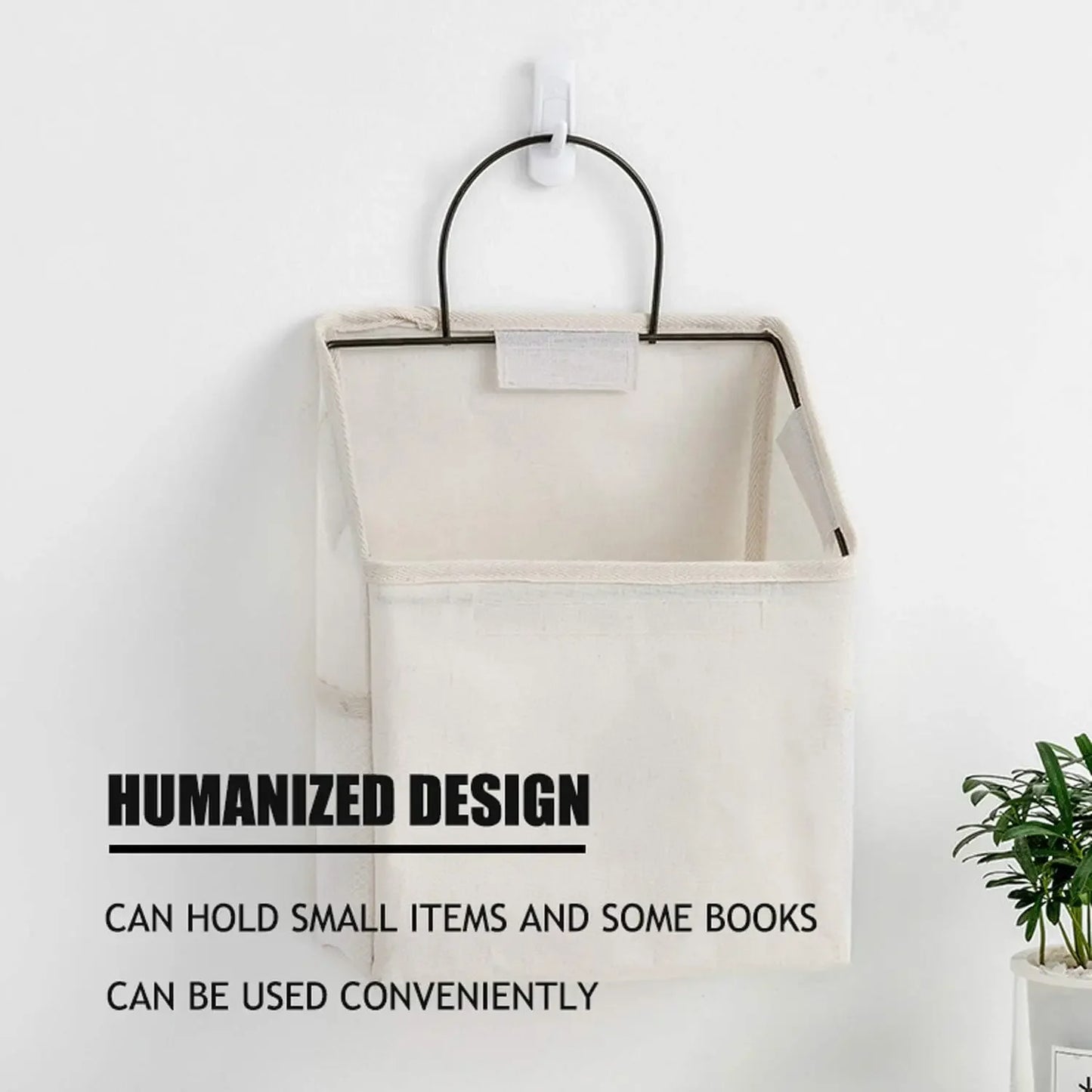 Cotton Linen Wall-Hanging Storage Basket, Organizer for Kitchen Bedroom Living Room in White Peaceful Pleasures Health and Wellness