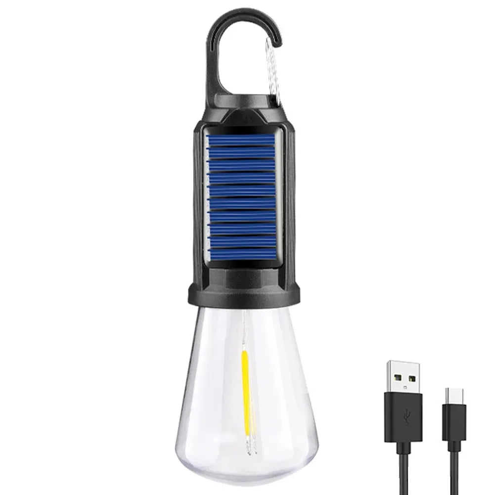 GGbingo Solar Powered LED Camping Lamp with Hook LED Lantern USB Charging Outdoor Tent Light Waterproof for Outdoor BBQ Camping Peaceful Pleasures Health and Wellness Flat