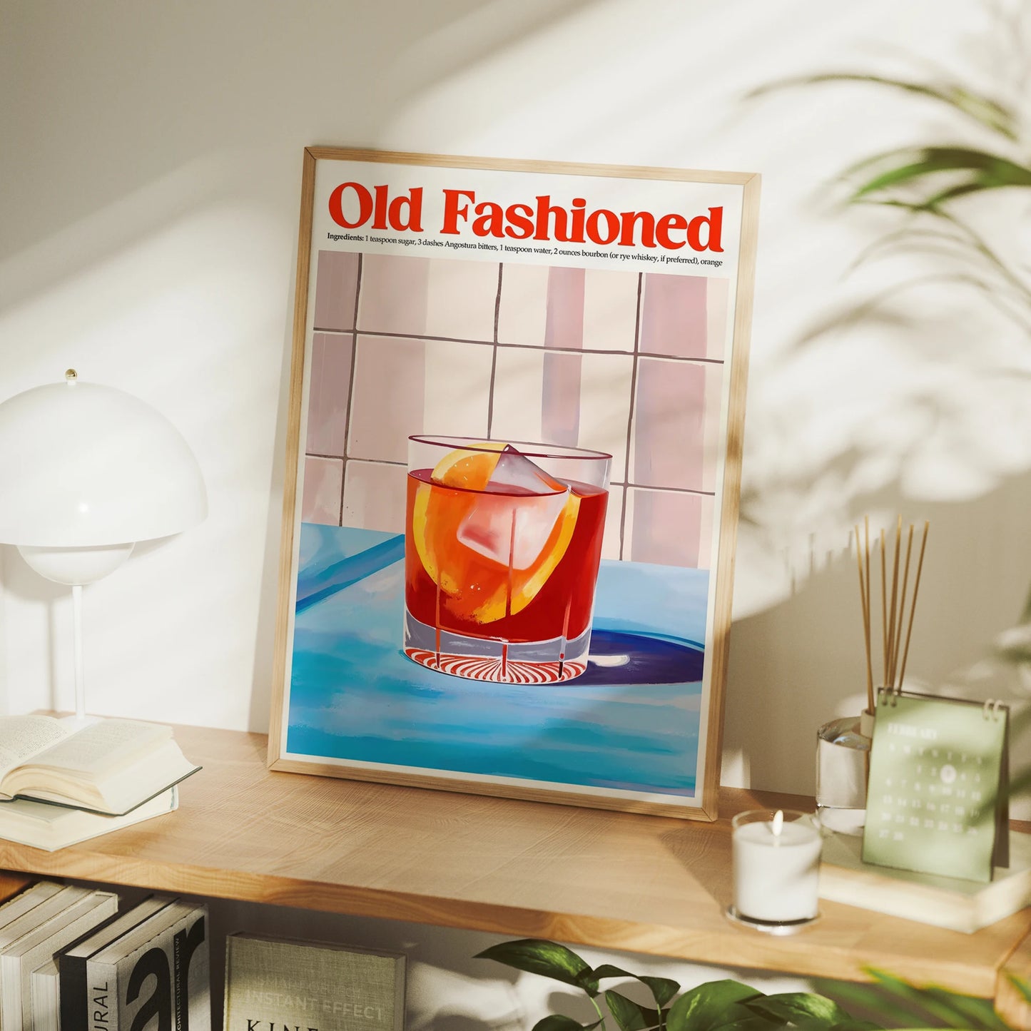 Old Fashioned Cocktail Canvas Wall Art | Minimalist Print