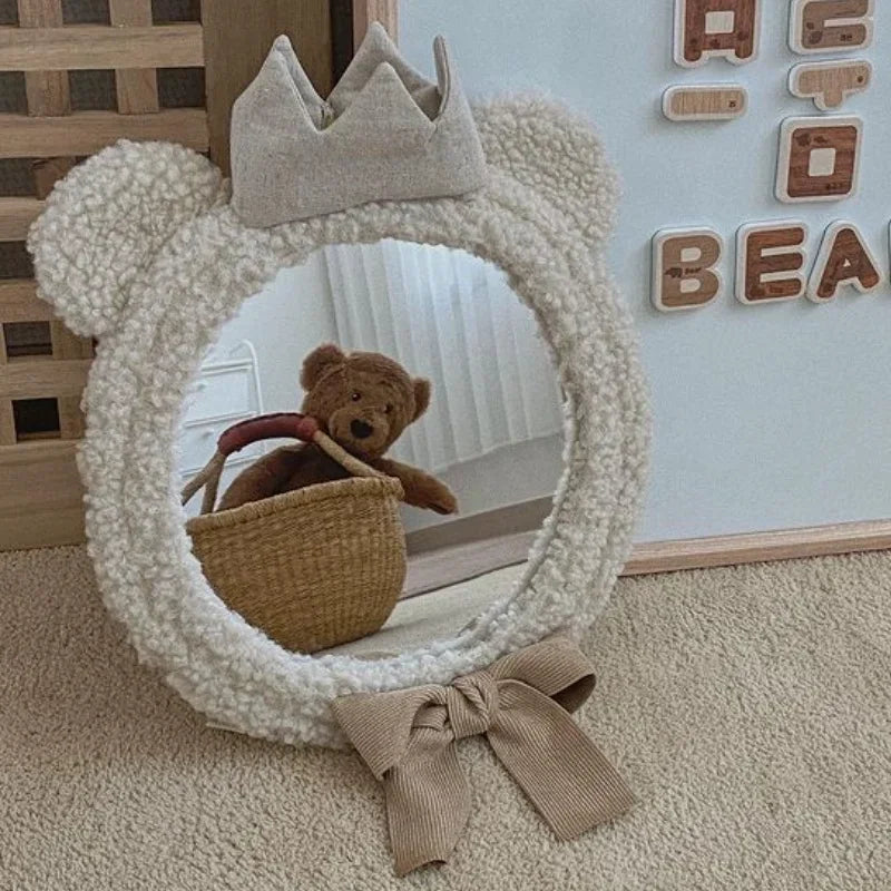 Studio Shooting Mirror Baby Child Reflector Korean Ins Bear Crown Mirror Children's Room Clothing Store Decoration Pendant Photo Peaceful Pleasures Health and Wellness