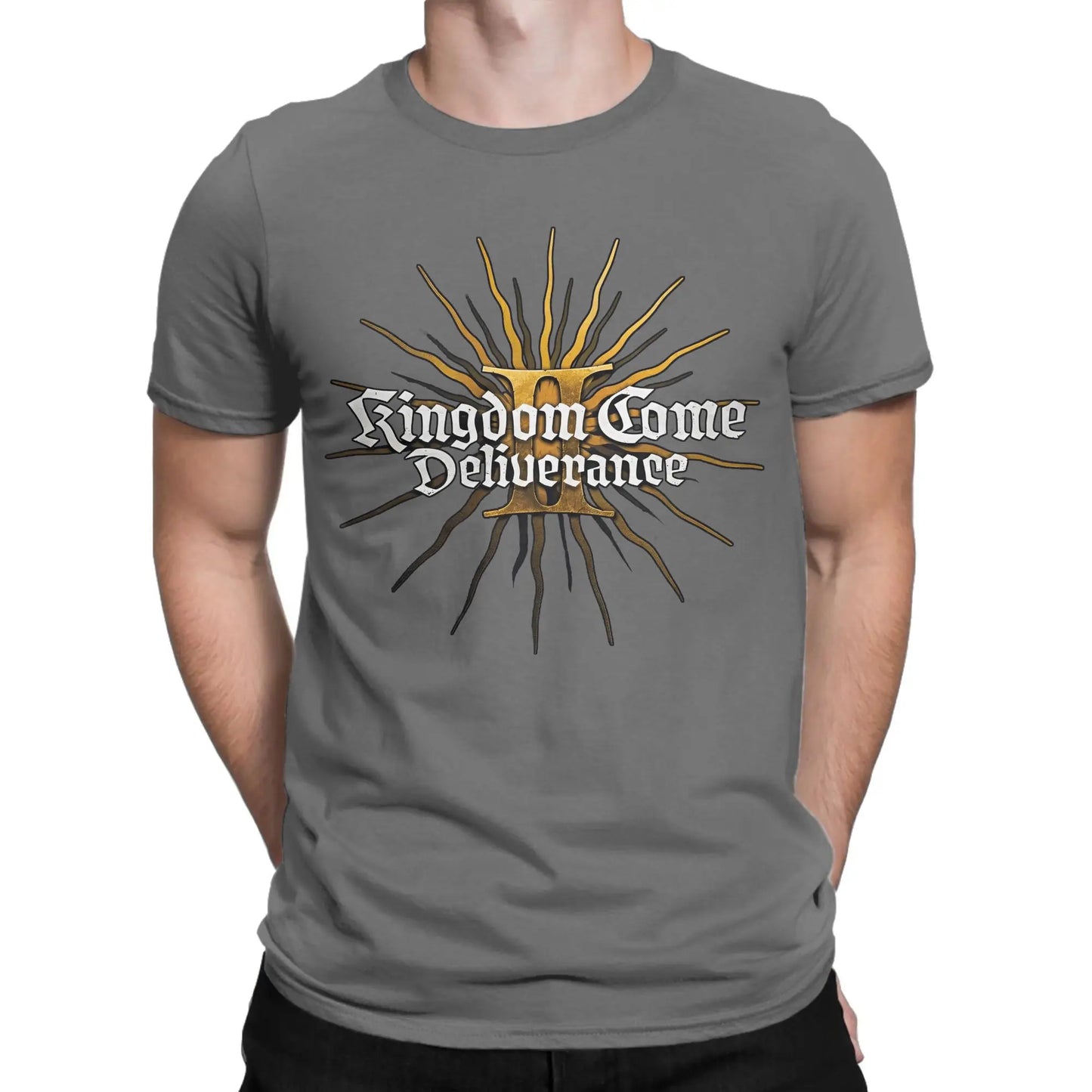 Men's Kingdoms T Shirt Come Deliverances Pure Cotton Clothes Leisure Short Sleeve Crewneck Tees Plus Size T-Shirt Peaceful Pleasures Health and Wellness Dark Grey M