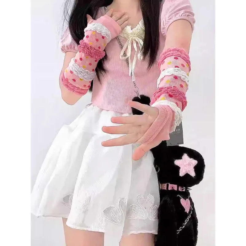 Lolita Girls Dopamine Sunscreen Sleeves for Spring and Autumn Arm and Hand Protection Peaceful Pleasures Health and Wellness