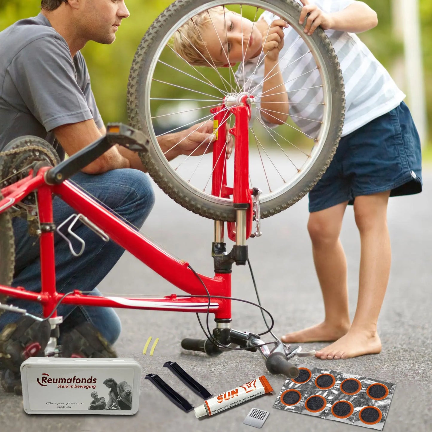 Bike Tire Repair Kit,Bicycle Inner Tube Puncture Patch Kits,Metal Rasp and Tire Lever,Bike Patch Kit for Mountain and Road Bike Peaceful Pleasures Health and Wellness