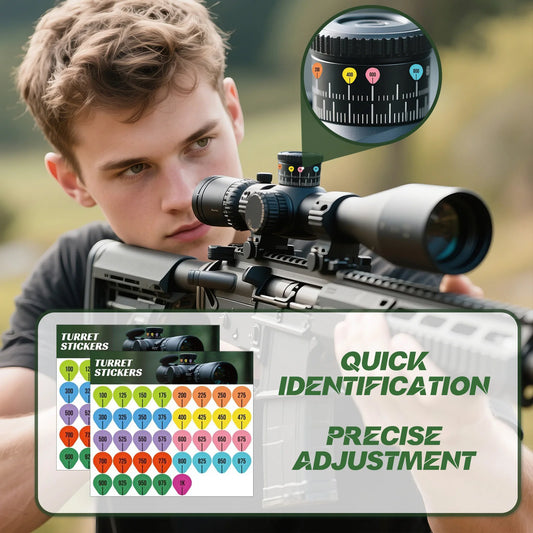 8 Sheets Rifle Scope Turret Stickers, Rifle Scope Turret Tags For Long Range Shooting Hunting Fit Most Scope Caps Peaceful Pleasures Health and Wellness white