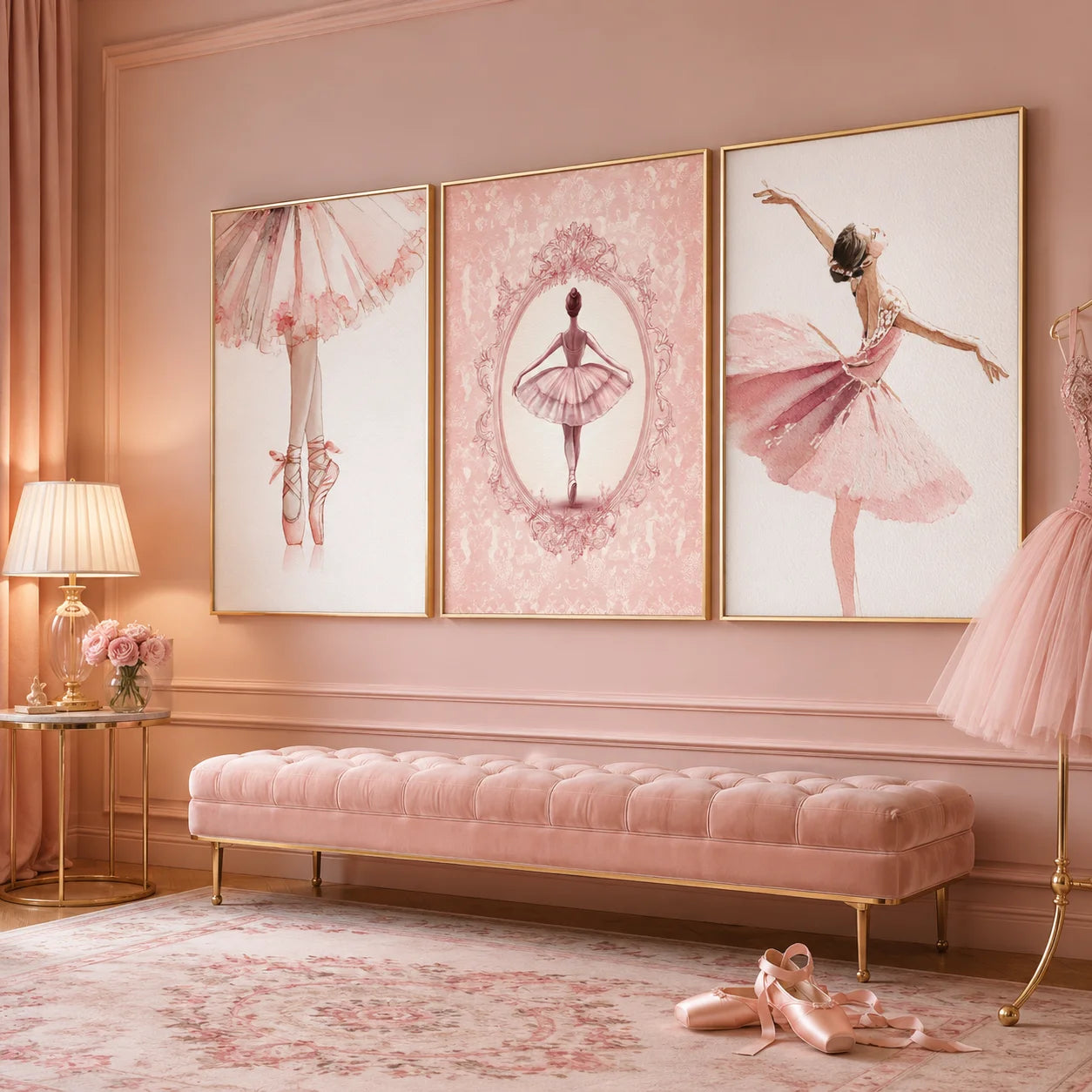 Pink Ballerina Canvas Wall Art | Nordic Ballet Dancer Poster Canvas Wall Art Peaceful Pleasures Health and Wellness