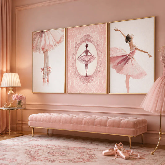 Pink Ballerina Canvas Wall Art | Nordic Ballet Dancer Poster Canvas Wall Art Peaceful Pleasures Health and Wellness