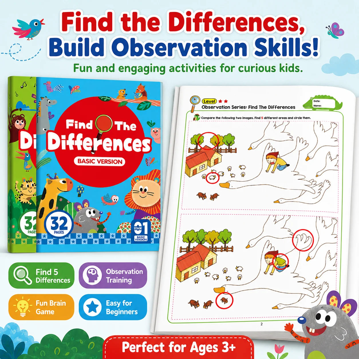 Find Differences Workbook A5 17x24cm 32 Pages Kids Observation