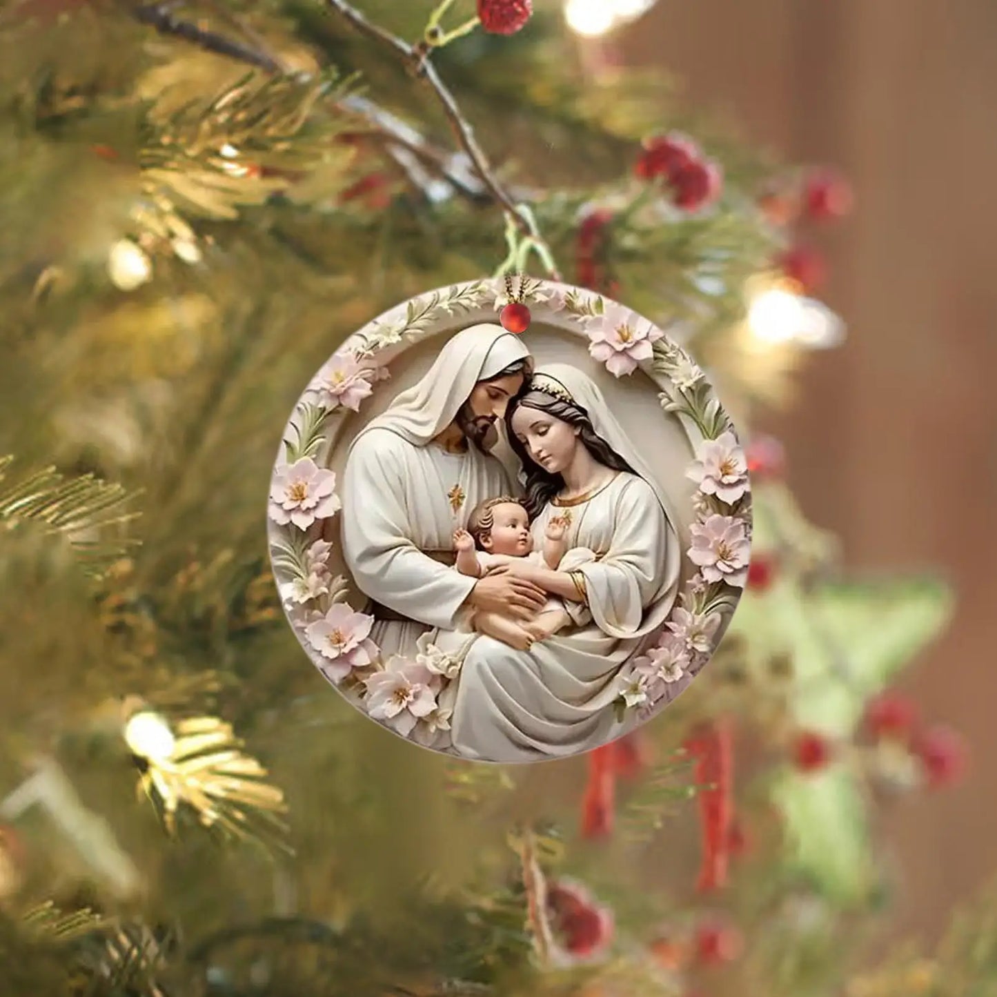 Nativity Scene 2D Acrylic Christmas Ornament | Holy Family Gift