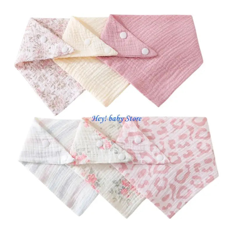 6-Pack Muslin Cotton Baby Bibs – Soft Drool & Feeding Bibs