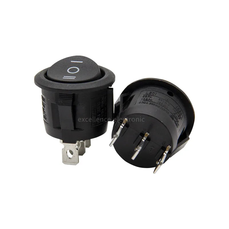 5PCS KCD1-105 23mm Round Rocker Switch 3 Position SPDT ON-OFF-ON Black Snap In Car Boat Trigger Peaceful Pleasures Health and Wellness Default Title