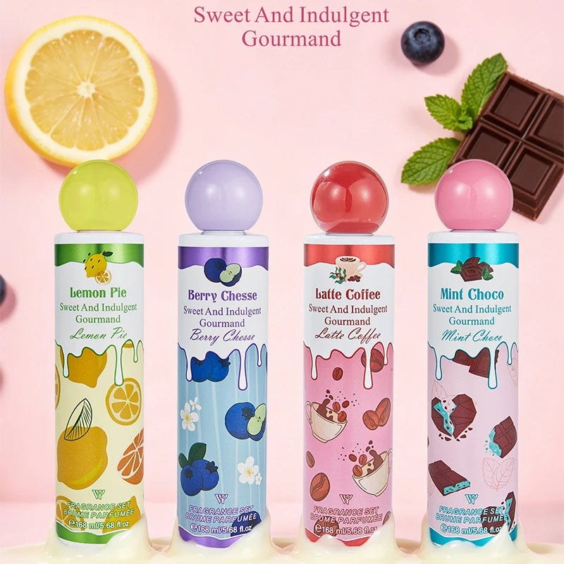 Gourmet Body Mist 168ml Sweet Berry Cheese Mint Chocolate Scents Long-lasting Fragrance Spray Refreshing Women Daily Use Perfume Peaceful Pleasures Health and Wellness