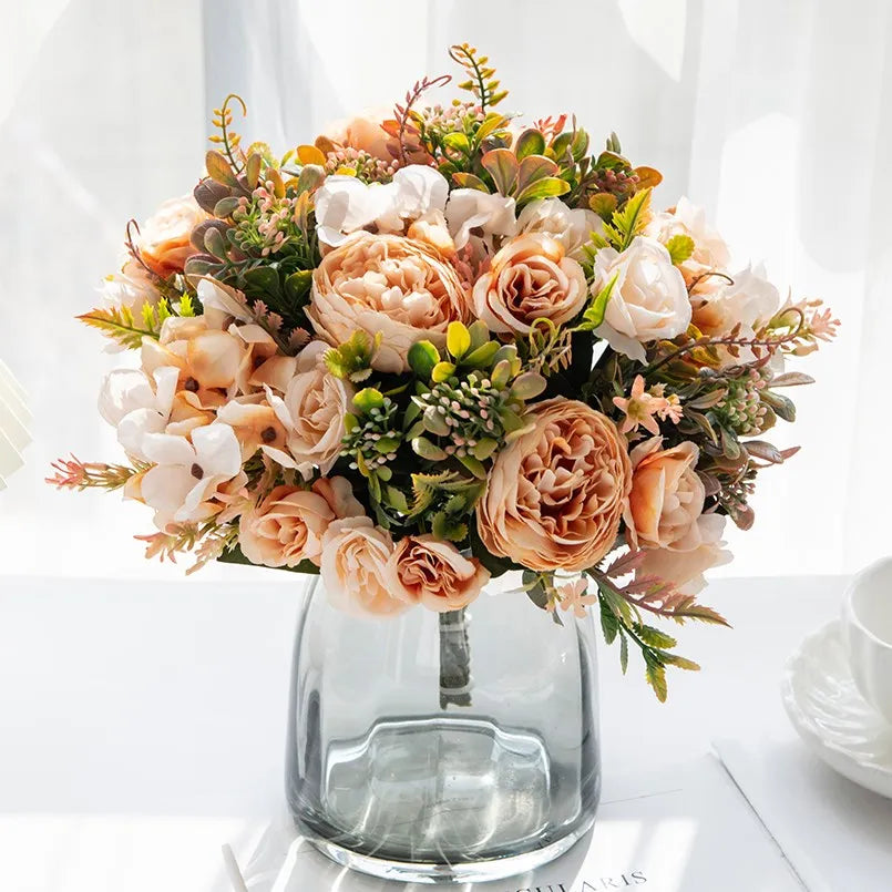 Silk Artificial Peony & Hydrangea Flowers | Wedding Home Décor