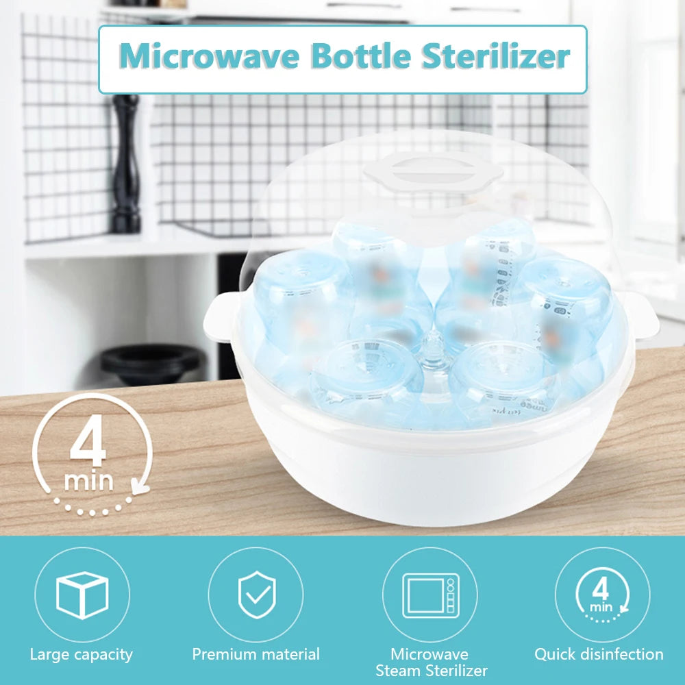 6 Baby Bottles Pacifiers Cups Disinfect 2-6 Minutes Microwave Bottle