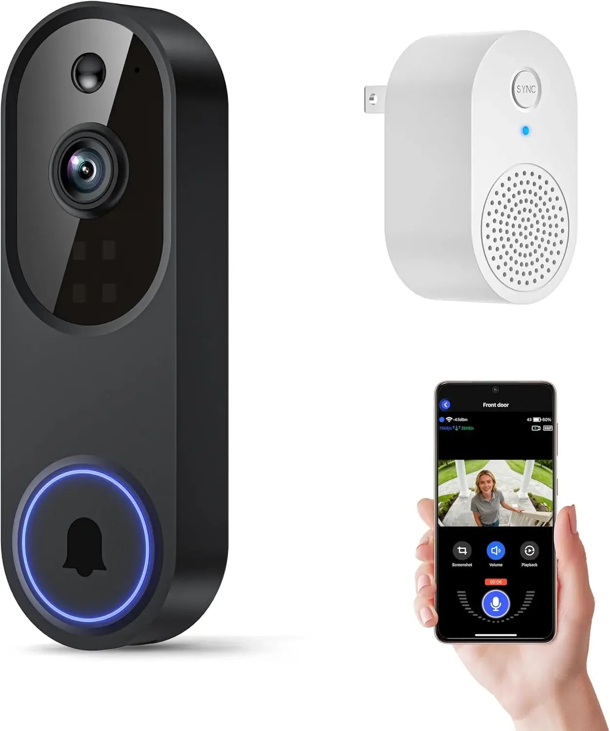 1080p Wireless Video Doorbell Camera with Two-Way Audio, Night Vision, Cloud Storage, AI Motion Detection for Home Security Peaceful Pleasures Health and Wellness United States
