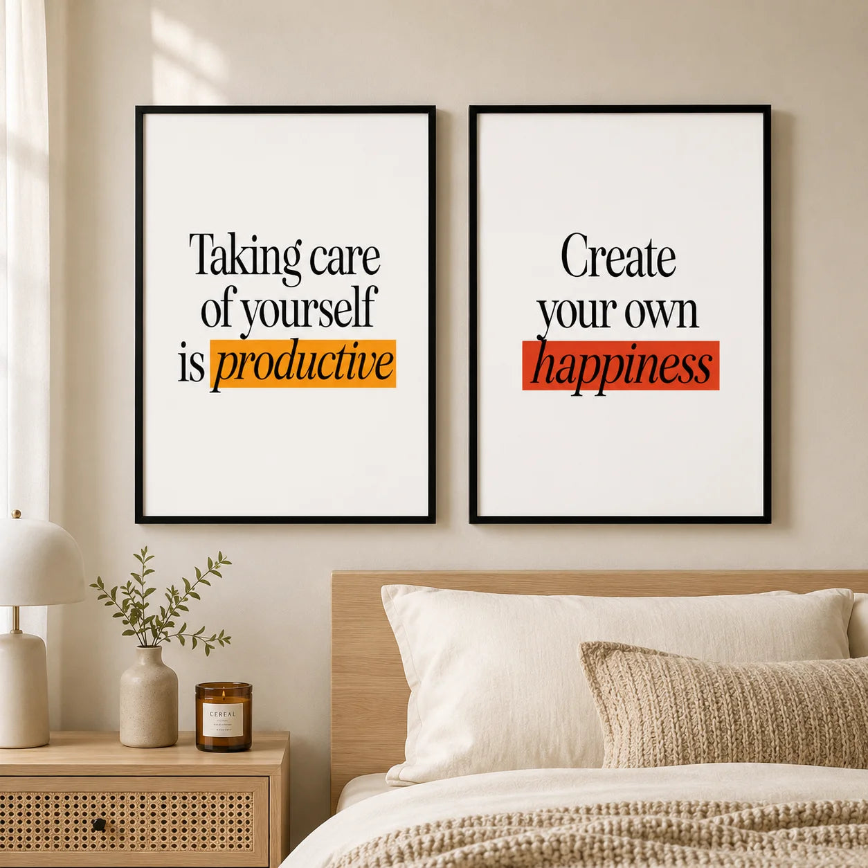 Inspirational Quotes Canvas Wall Art | Nordic Minimalist Print Canvas Wall Art Peaceful Pleasures Health and Wellness
