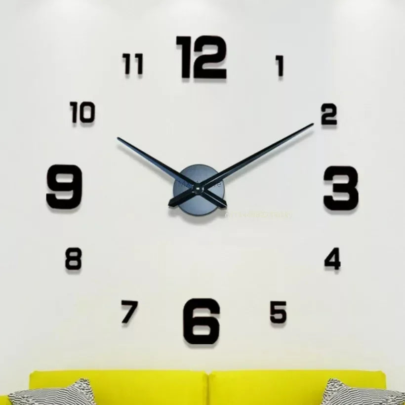 3D DIY Mirror Wall Clock 40cm – Frameless Modern Acrylic Decor