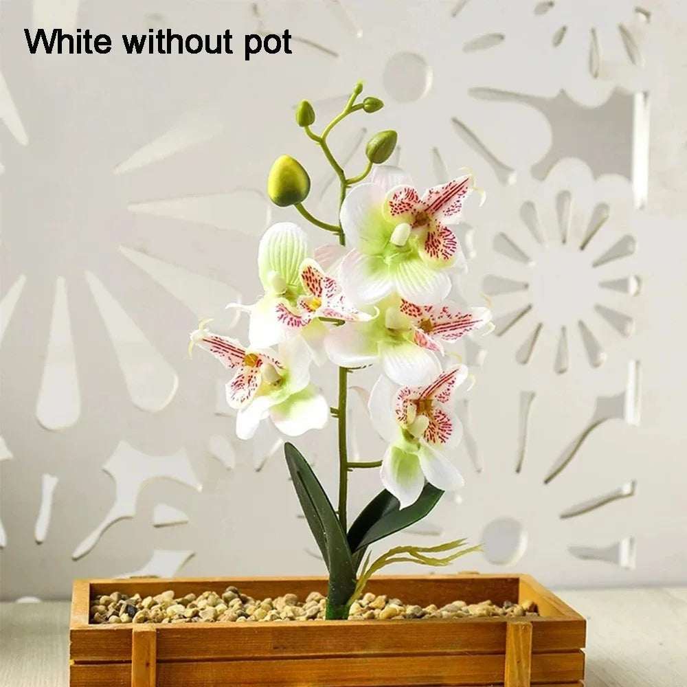 White Artificial Orchid Arrangement with Vase | Home Decor