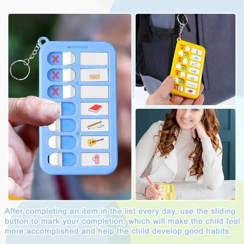 Kids Self-discipline Checklist Memo Board Portable Keychain Visual