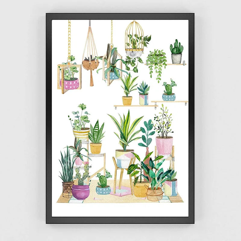 Green Botanical Leaves Canvas Wall Art Houseplants Nature Indoor Home Decor Calming Foliage And Plant Interior Poster Peaceful Pleasures Health and Wellness