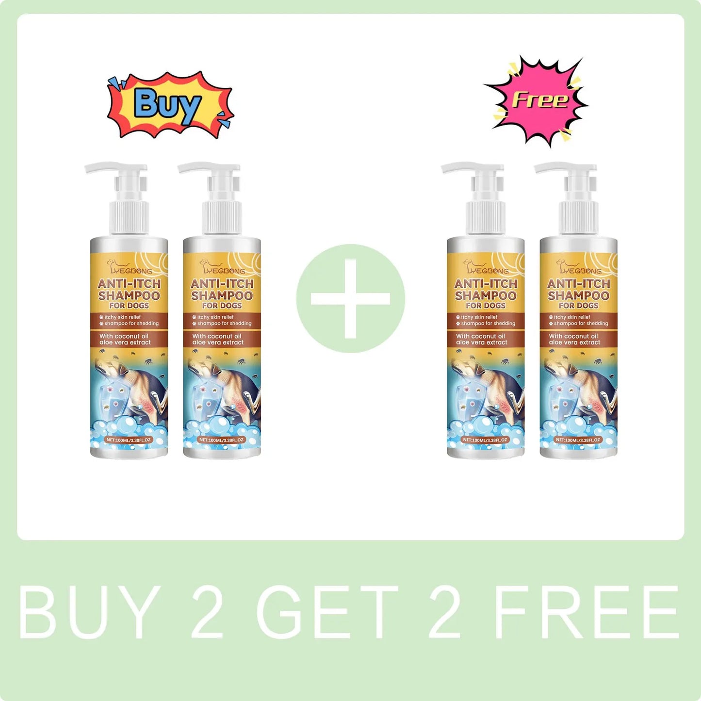 Dog Shampoo Conditioner Moisturizing for Sensitive Skin PH Balanced Anti Itching Flea Killer Dirt Mite Removal Pet Cleaning Foam Peaceful Pleasures Health and Wellness Buy 2 Get 2 Free