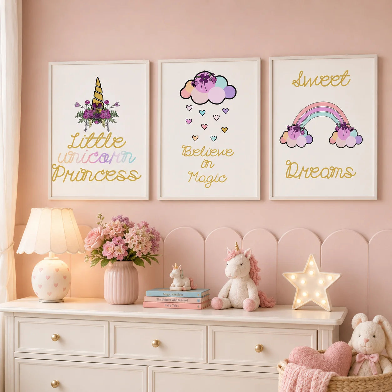 Nursery Inspirational Quotes Wall Art, Rainbow Canvas Painting, Minimalist Aesthetic Poster Print for Baby Kids Bedroom Decor Peaceful Pleasures Health and Wellness
