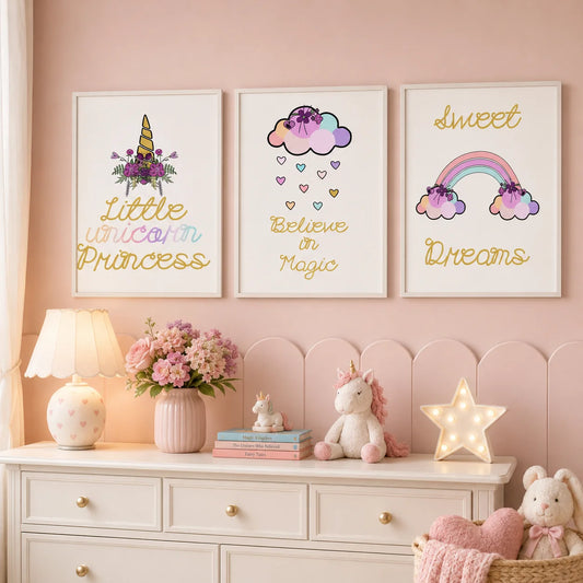 Nursery Inspirational Quotes Wall Art, Rainbow Canvas Painting, Minimalist Aesthetic Poster Print for Baby Kids Bedroom Decor Peaceful Pleasures Health and Wellness