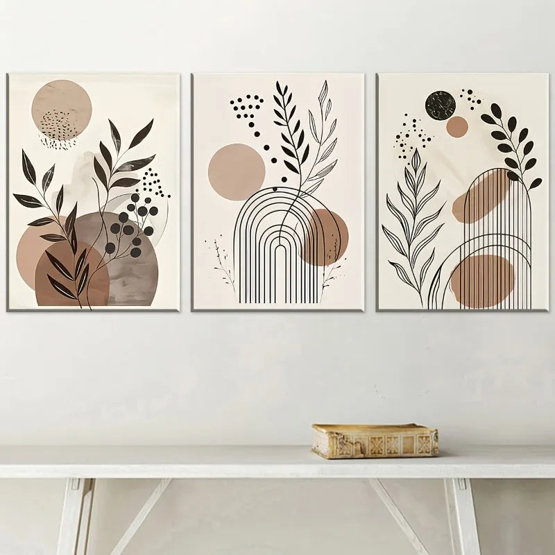 3-Piece Bohemian Abstract Canvas Wall Art Set | Unframed Prints Canvas Wall Art Set Peaceful Pleasures Health and Wellness