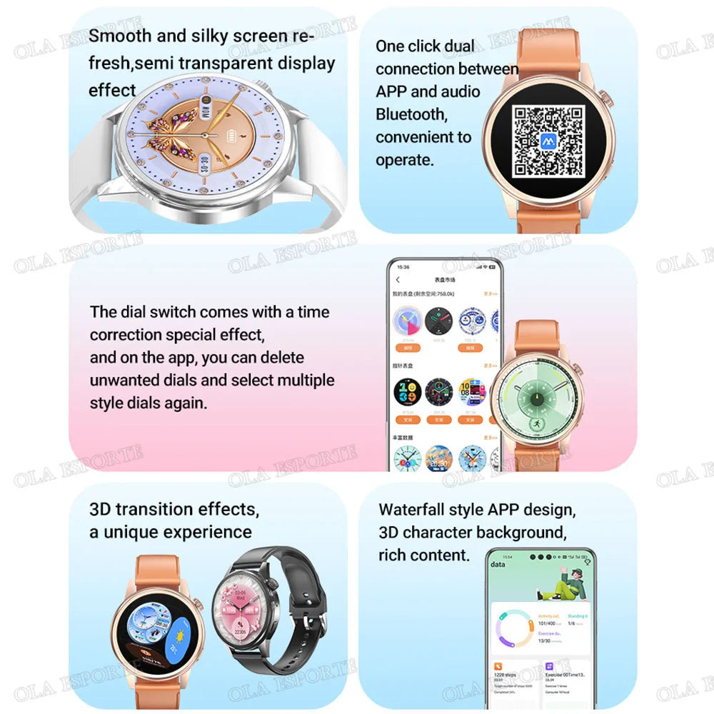2026 Smart Watch Android IOS Phone 1.27 Inch Color Screen Bluetooth Answer Call Fitness Watches Tracker Smartwatch Women NewHW12 Peaceful Pleasures Health and Wellness