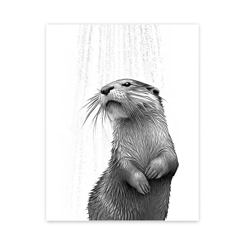 1pc frameless Canvas painting Cat Giraffe Dog Elephant Toilet Paper Bathtub Funny Bathroom Poster Print Canvas Painting Wall Peaceful Pleasures Health and Wellness