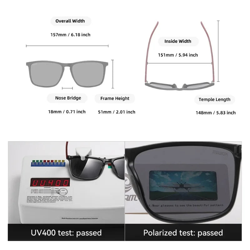Large Square Polarized Sunglasses UV400 | Fishing & Driving