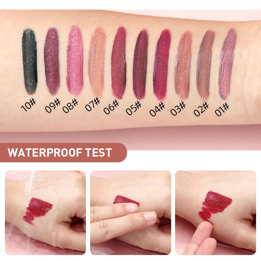 QIBEST Waterproof Diamond Shimmer Glitter Lipgloss Matte Liquid Lipstick Shiny Pearl Lip Glaze Long Lasting LipTint Women Makeup Peaceful Pleasures Health and Wellness