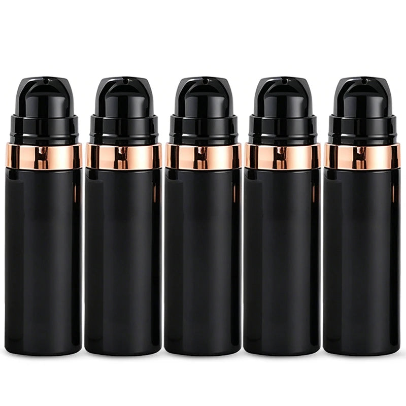 Plastic Pump Bottle Vacuum Pump Bottle Travel Bottling Container Black Lightproof Airless Spray Bottle Lotion 15ml 30ml 50ml Peaceful Pleasures Health and Wellness B-Lotion-15ml-5pcS