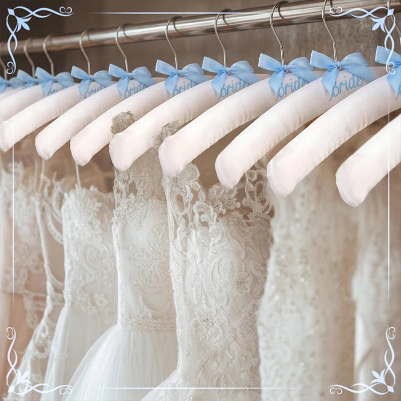 Bride Sponge Hanger Blue Bows | Bridal Shower Gift Bridal Dress Hanger Peaceful Pleasures Health and Wellness
