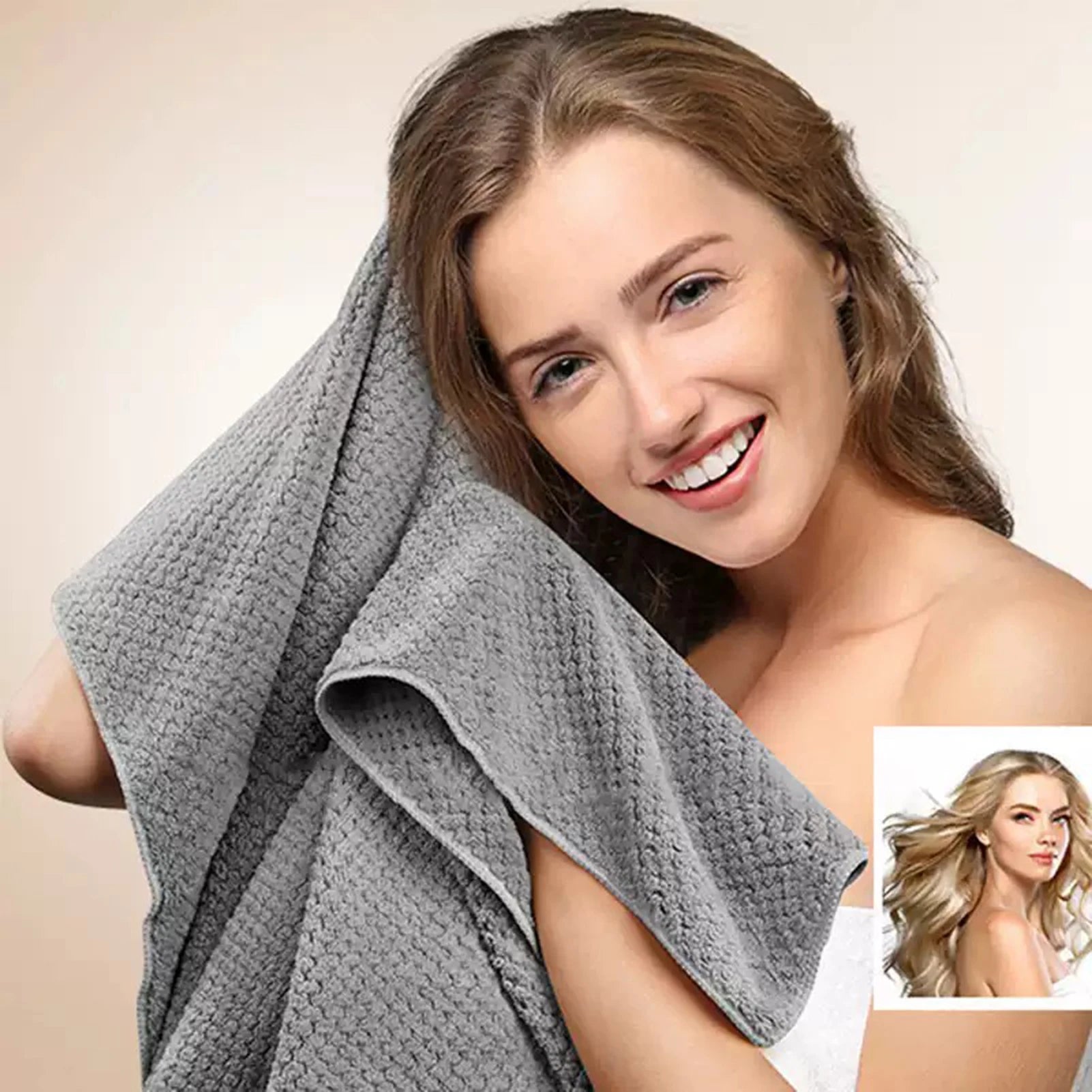 Large Microfiber Hair Towels Ultra Soft Hair Towel Wrap with Elastic Loop for Curly Hair Long & Short Hair Peaceful Pleasures Health and Wellness