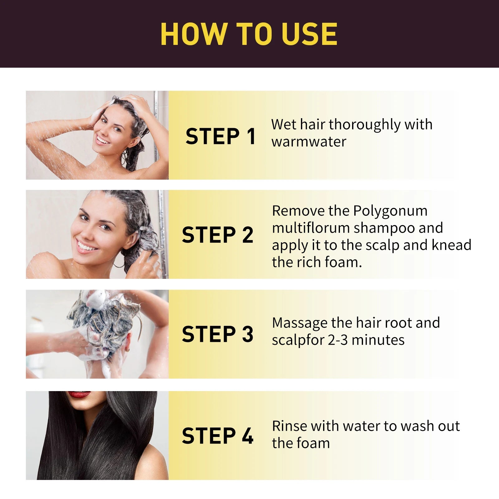 3-in-1 Natural Herbal Hair Dye Shampoo – Gray to Dark Brown or Black Peaceful Pleasures Health and Wellness