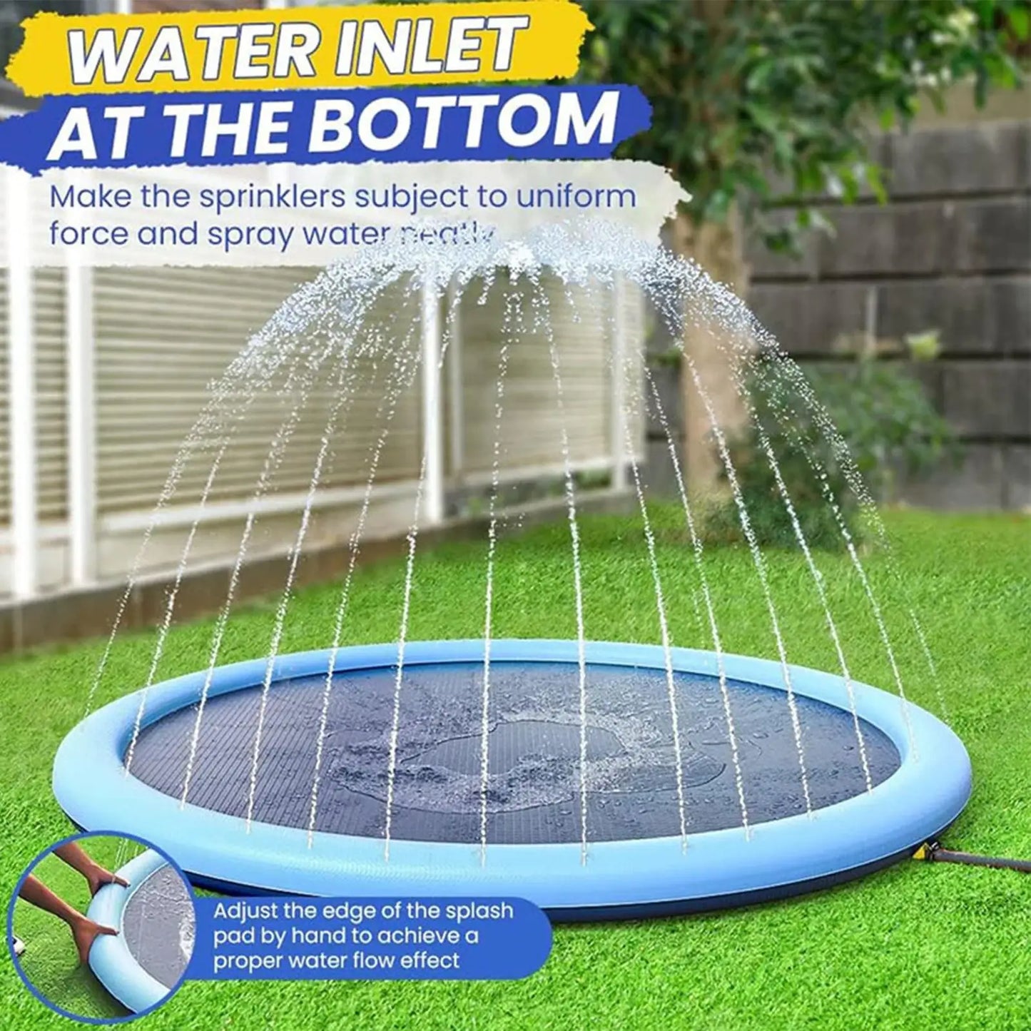 Sprinkler Water Play Mat Kids Sprinkler Pad Play Area Reusable Non Slip Outdoor Sprinkler Pad Water Game Toys for Children Boys Peaceful Pleasures Health and Wellness