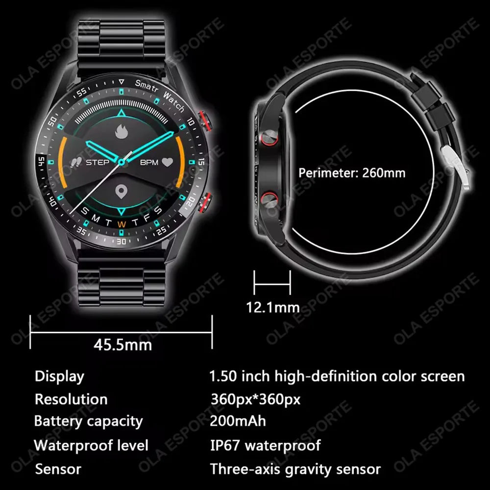 Ola Esporte Men's Smartwatch – ECG, GPS, Bluetooth Calls