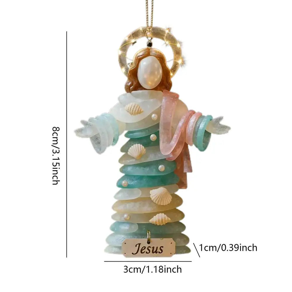 Jesus Christmas Decor 2D Acrylic 2 Pieces Religious Pendant Jesus Christmas Ornaments Holiday Decor for Indoor Outdoor Wall Peaceful Pleasures Health and Wellness 2pcs China Mainland