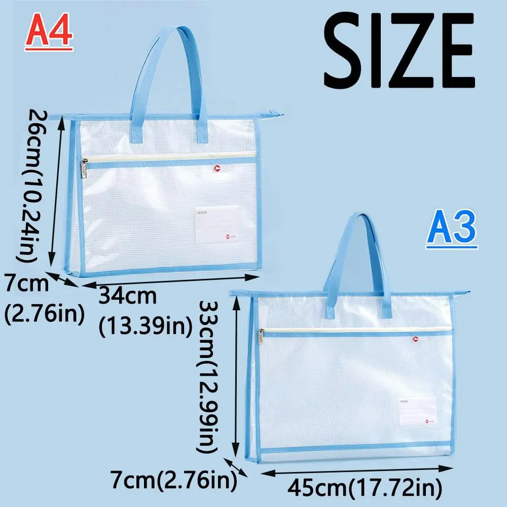 Clear A3/A4 File Storage Bag Thickened Multi-layer Zipper Pouch Bag Large Capacity Waterproof Data Document Bag File Holder Peaceful Pleasures Health and Wellness