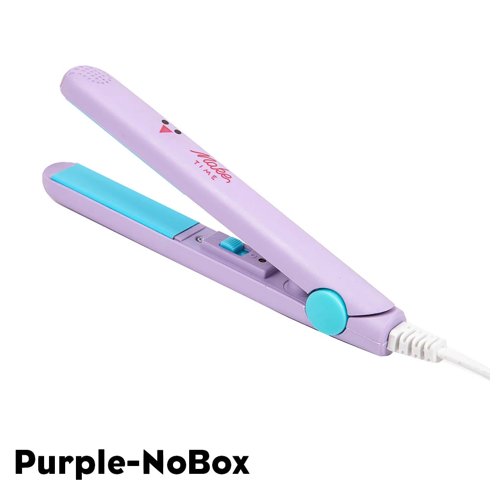 2 In 1 Protabel Flat Iron Hair Straightener And Curling Iron 6.7"Mini Ceramic Straight Hair Flat Irons Curl Flat Iron For Girls Peaceful Pleasures Health and Wellness Purple-NoBox EU