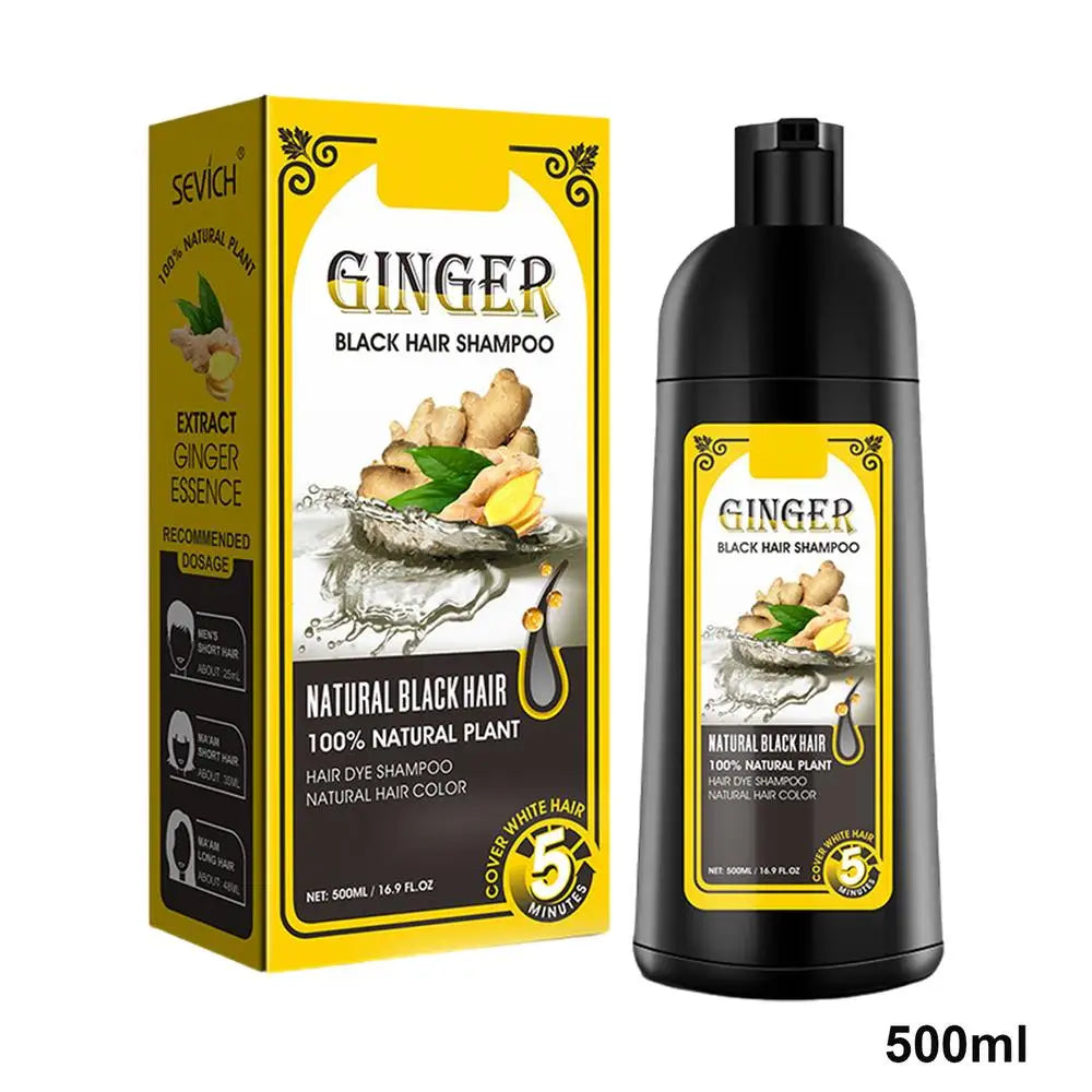 Ginger & Coconut Black Hair Dye Shampoo 500ml – Color Gray Hair